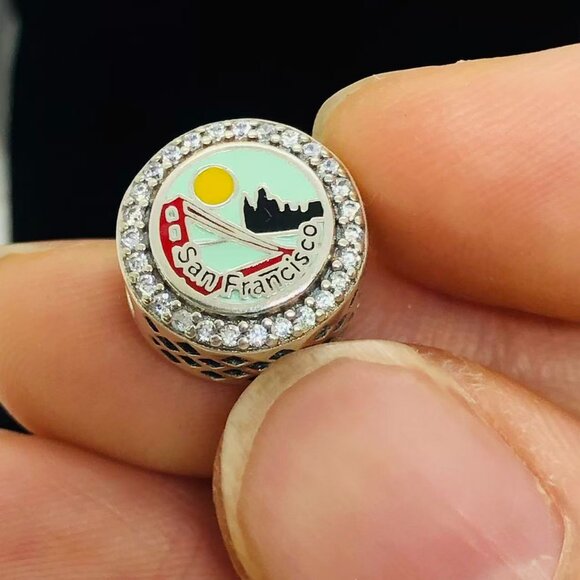 ✨🔥Pandora Sausalito Exclusive Button Charm San Francisco California charm - Picture 1 of 4